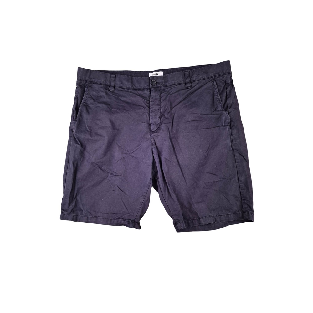 NN07 No Nationality Crown Mens Navy Blue Chino Shorts Size 38 Cotton Stretch
